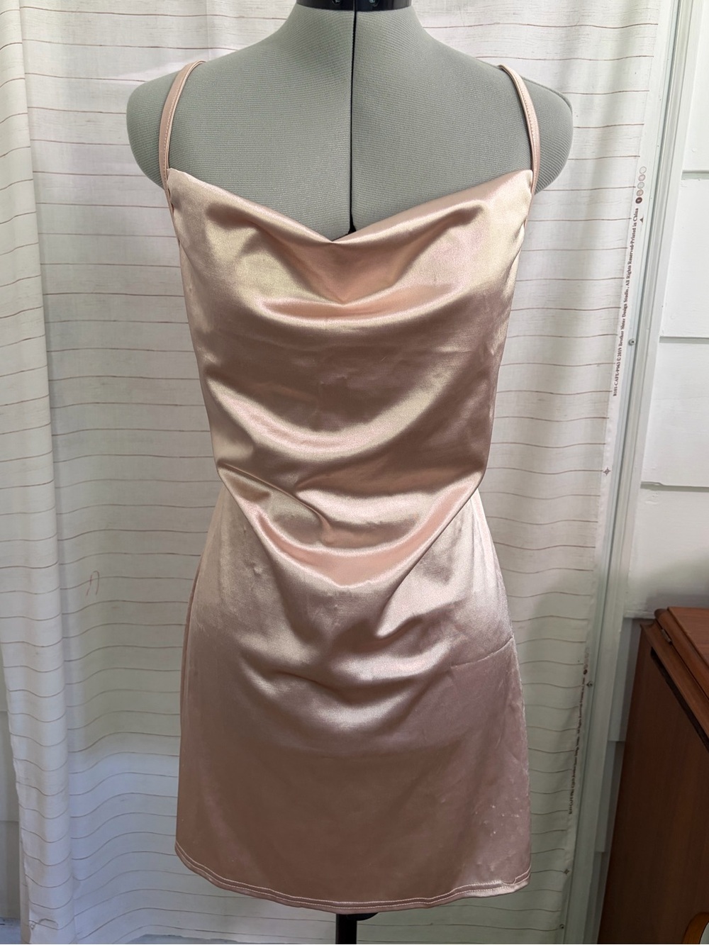 Satin Slip Dress in Blush Pink